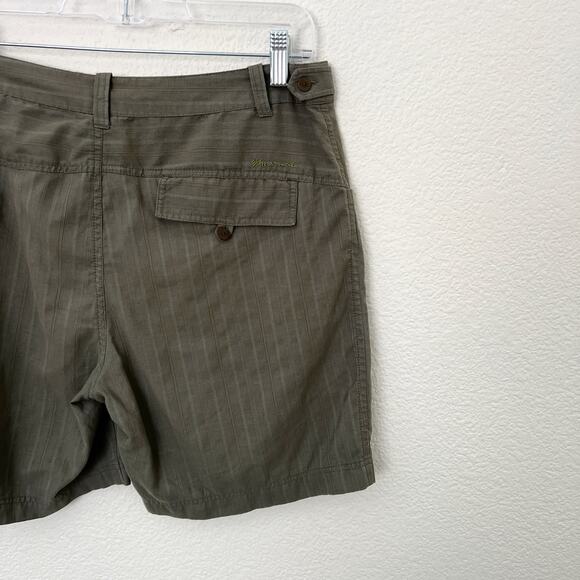 [Marmot] Olive Green Striped Mid Rise Cargo Shorts Outdoor Hiking Cotton Size 8 - Picture 4 of 10
